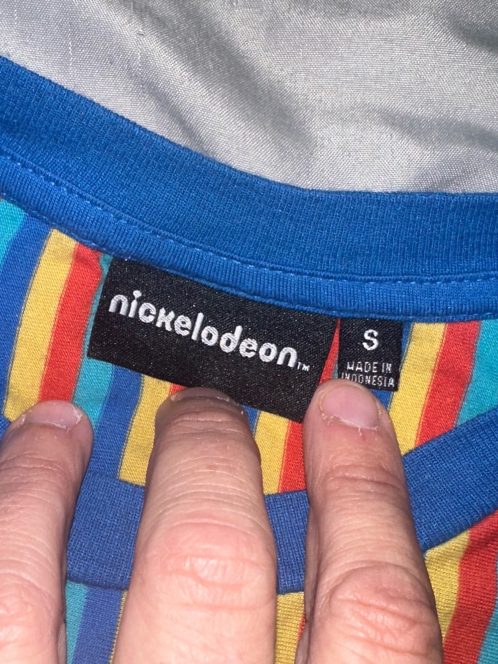 Nickelodeon SpongeBob SquarePants Striped T-Shirt M Colorful Cartoon Embroidered - Picture 4 of 8